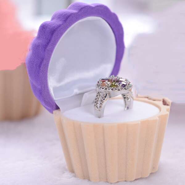 

1pc Cupcake Shaped Ring Storage Box, Multicolor