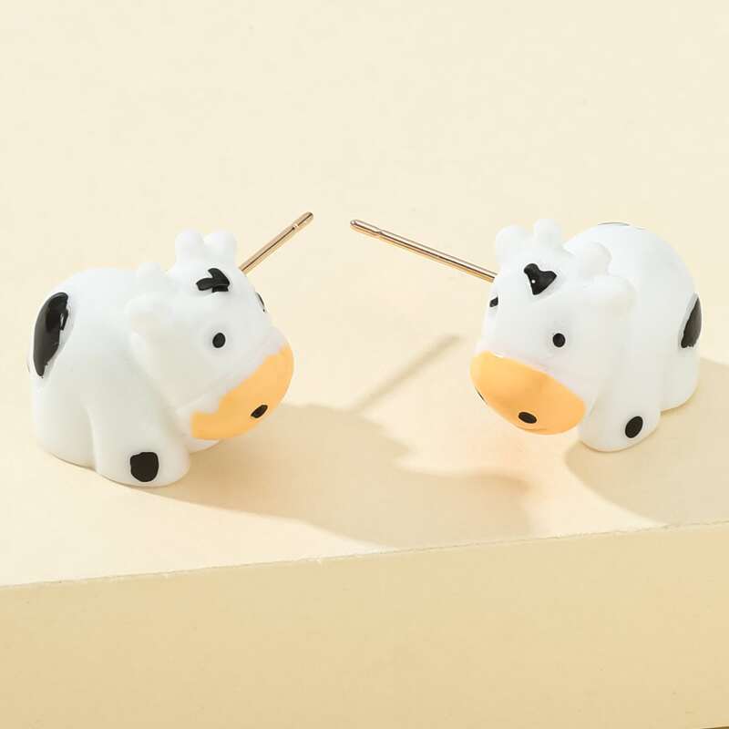 

Milk Cow Stud Earrings, Gold