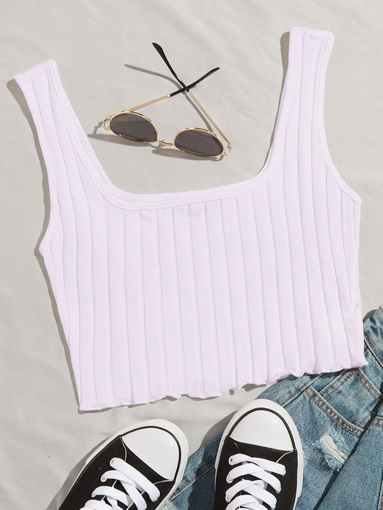 Rib-knit Crop Tank Top thumbnail
