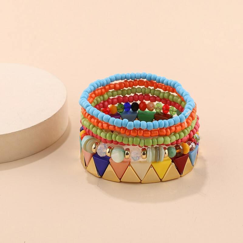 

6pcs Beaded Bracelet, Multicolor
