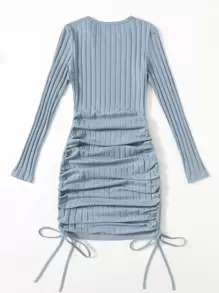 SHEIN EZwear Drawstring Ruched Side Bodycon Dress