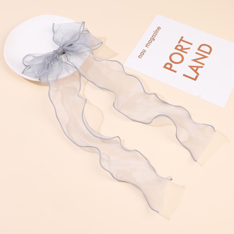 

1pc Mesh Bow Hair Clip, Light grey