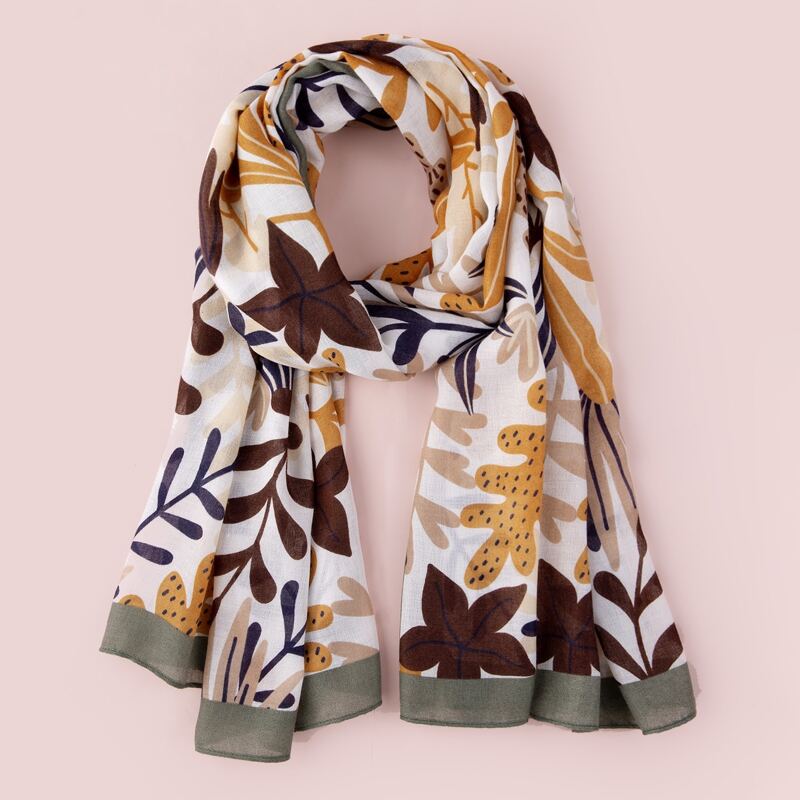

Leaf Print Scarf, Multicolor