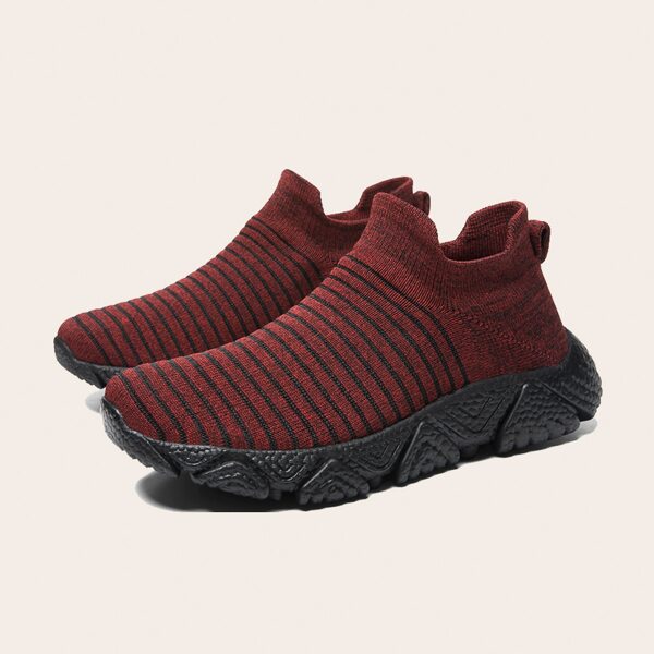 

Men Striped Knit Running Shoes, Red