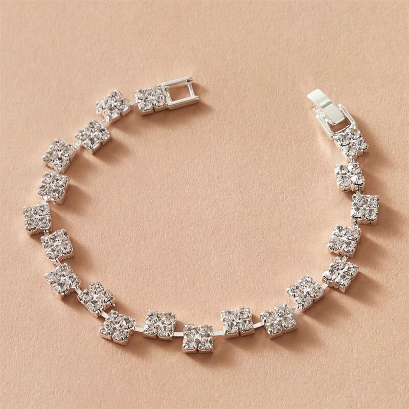 

Square Rhinestone Bracelet, Silver