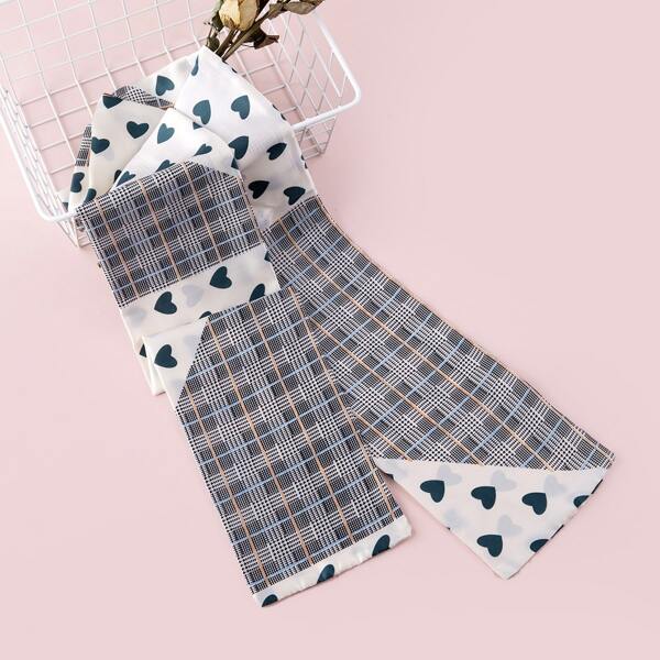 

Heart & Plaid Print Twilly Scarf, Multicolor