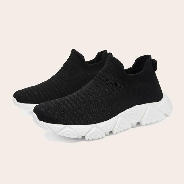 

Men Slip On Knit Running Shoes, Black