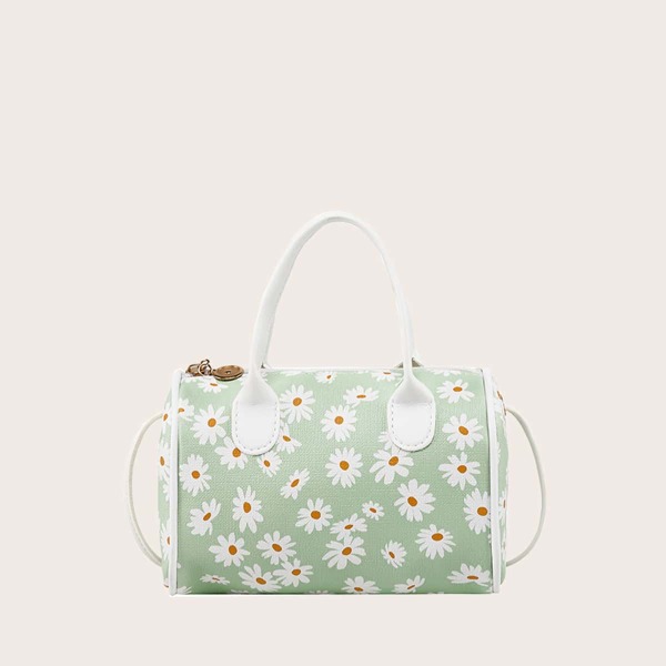 

Daisy Print Boston Bag, Green