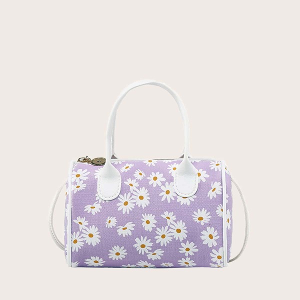 

Daisy Print Boston Bag, Purple
