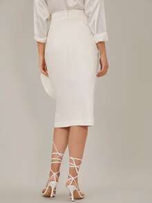 SHEIN Falda de lápiz fruncido - Blanco - Ver 2