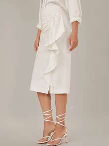 SHEIN Falda de lápiz fruncido - Blanco - Ver 6