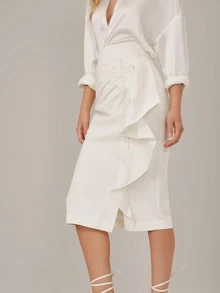 SHEIN Falda de lápiz fruncido - Blanco - Ver 7