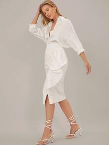 SHEIN Falda de lápiz fruncido - Blanco - Ver 8