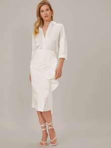 SHEIN Falda de lápiz fruncido - Blanco - Ver 9