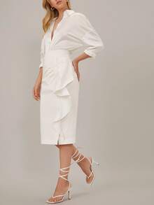 SHEIN Falda de lápiz fruncido - Blanco - Ver 10