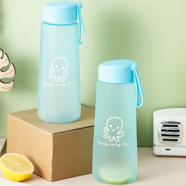 

1pc Cartoon Graphic Water Bottle, Blue