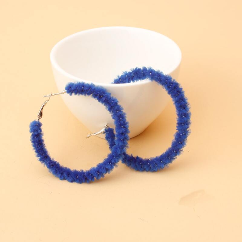 

Fluffy Hoop Earrings, Royal blue