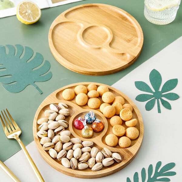 

1pc Wooden Snack Plate, Khaki