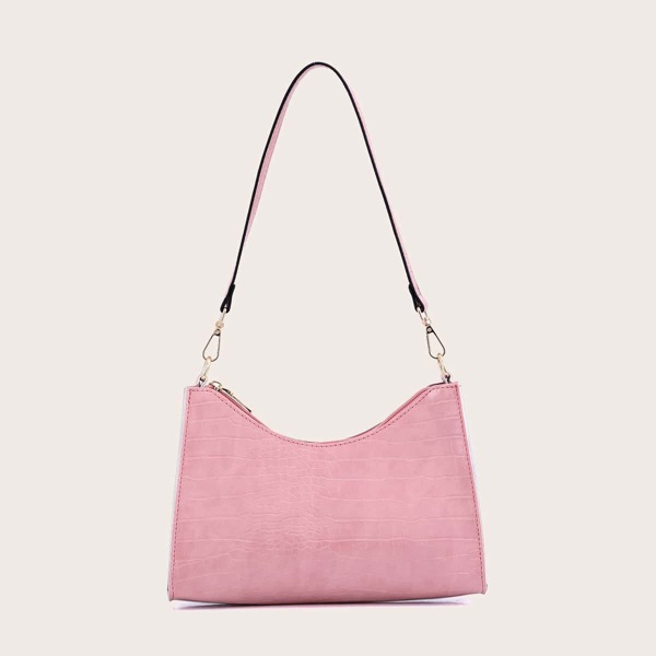 

Croc Embossed Shoulder Bag, Pink