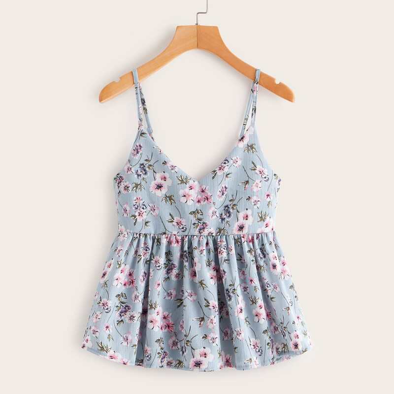 

Floral Print Peplum Cami, Multicolor
