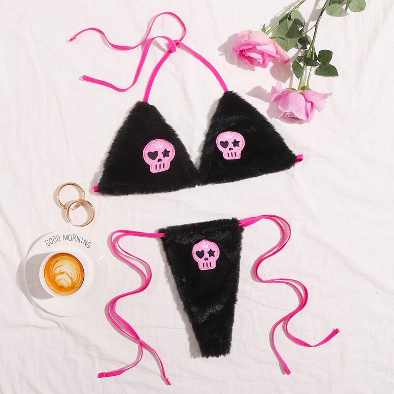 

Skull Lingerie Set, Black