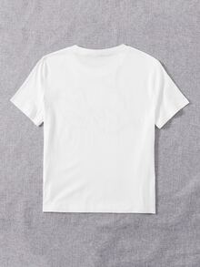 SHEIN Camiseta gris con estampado de letra - Blanco - Ver 2