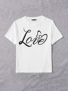 SHEIN Camiseta gris con estampado de letra - Blanco - Ver 4