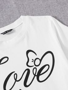 SHEIN Camiseta gris con estampado de letra - Blanco - Ver 5