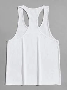 Manfinity Camiseta de tirantes para gimnasia con gráfico de letras, estilo de novio para hombres - Blanco - Ver 2