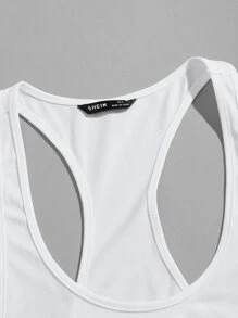 Manfinity Camiseta de tirantes para gimnasia con gráfico de letras, estilo de novio para hombres - Blanco - Ver 3