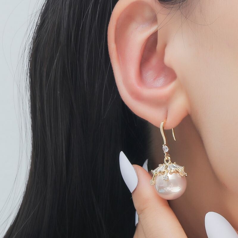 

Faux Pearl Drop Earrings, Gold