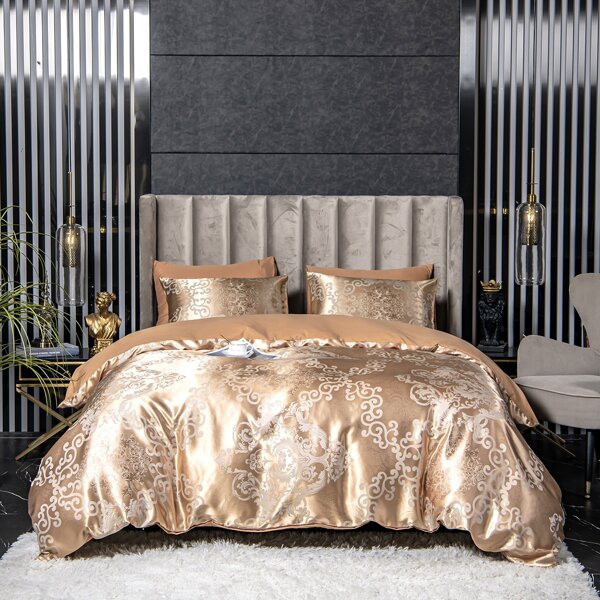 

Floral Pattern Duvet Cover Set Without Filler, Apricot