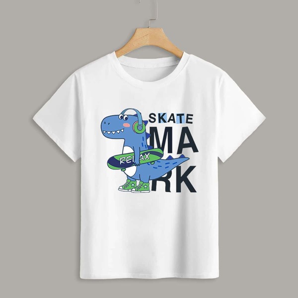 

Toddler Boys Cartoon And Letter Graphic Tee, White