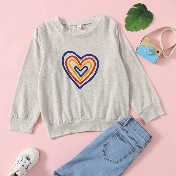 

Girls Heart Print Sweatshirt, Light grey