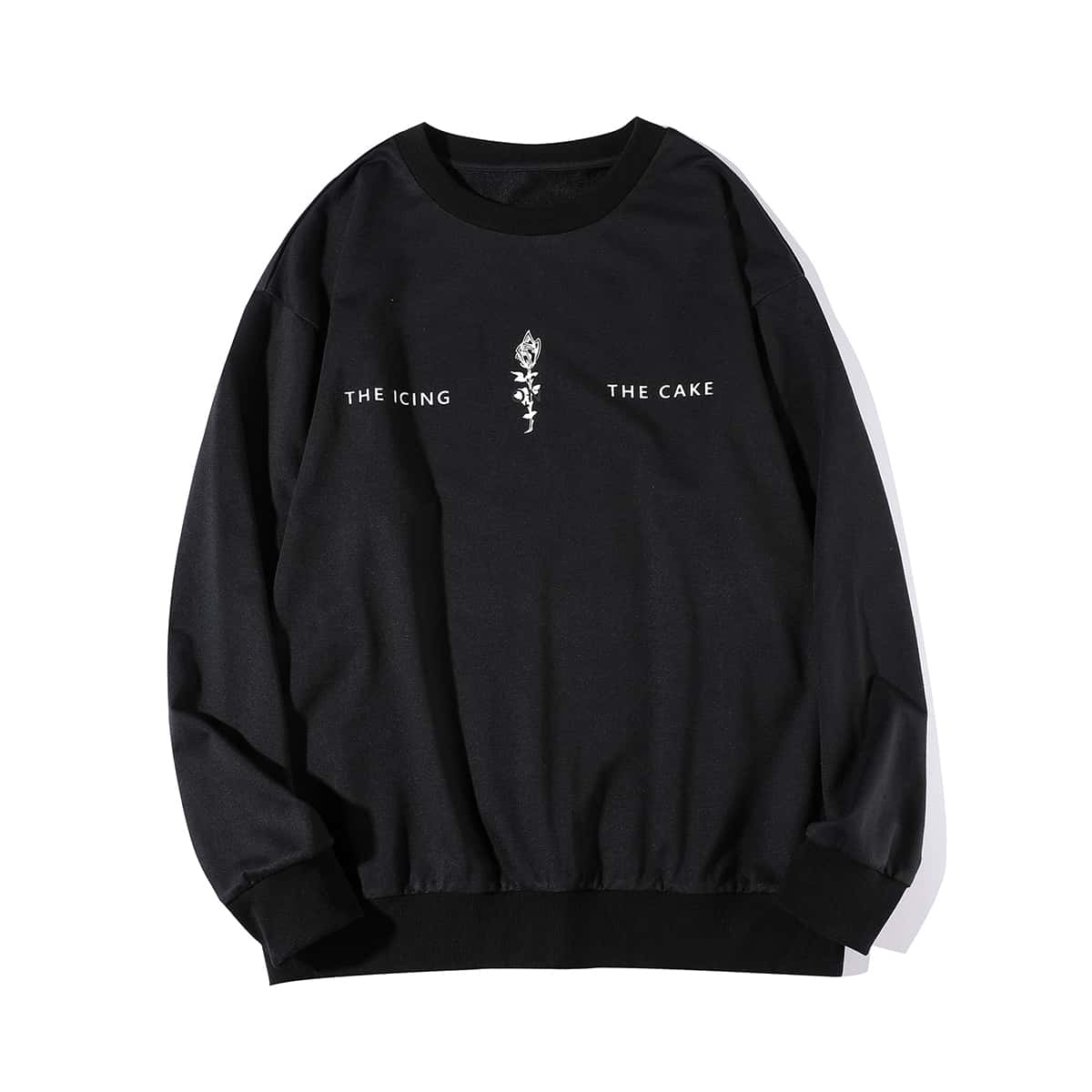 

Guys Flower & Slogan Graphic Sweatshirt, Black