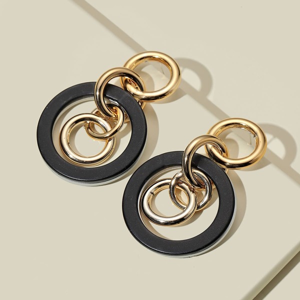 

Round Link Drop Earrings, Multicolor