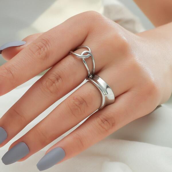 

2pcs Hollow Out Ring, Silver