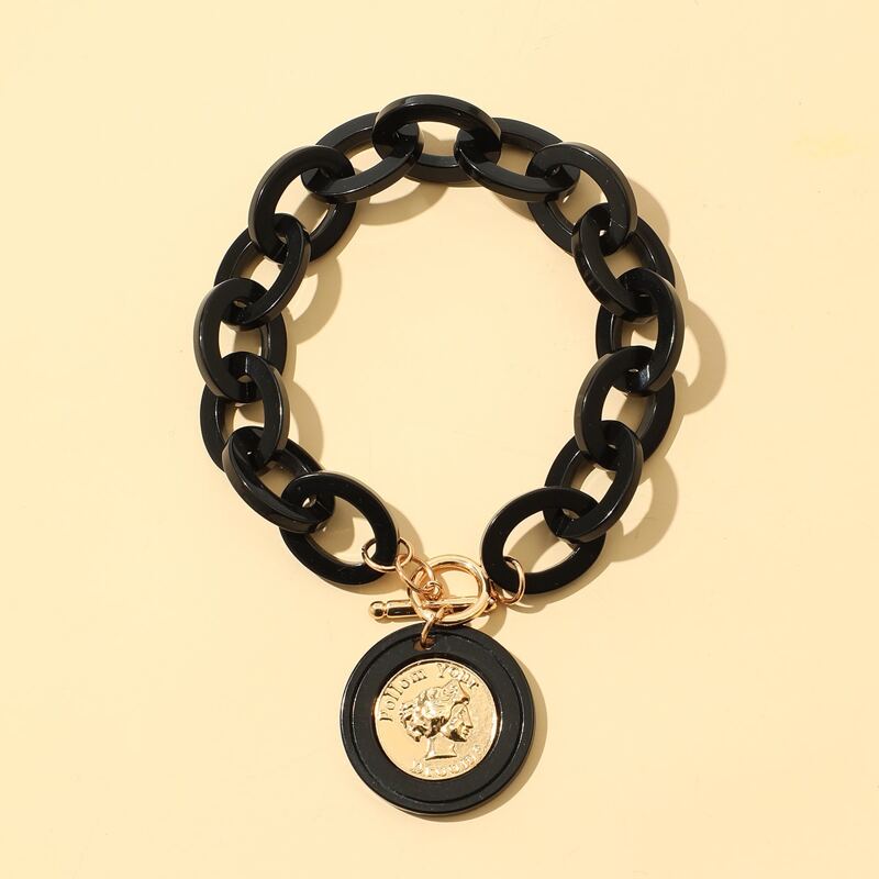 

Round Charm Chain Bracelet, Black