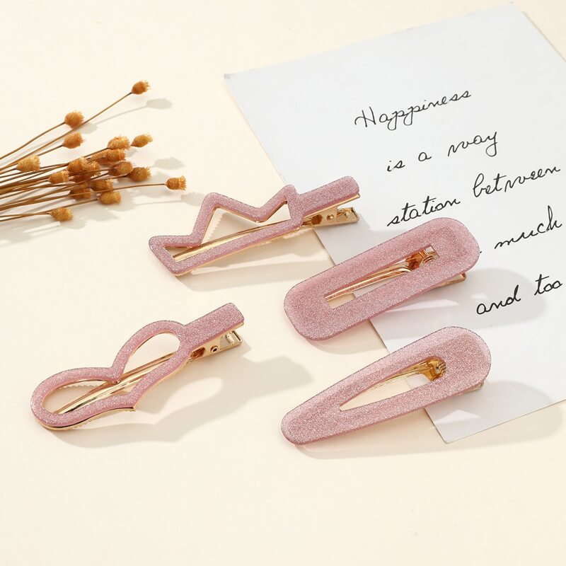 

2pcs Random Glitter Hair Clip, Dusty pink