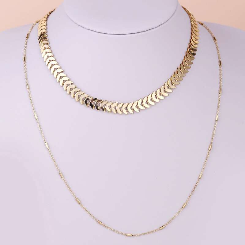 

2pcs Simple Gold Necklace