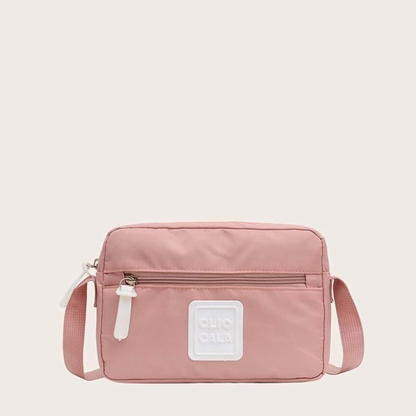 

Zip Front Crossbody Bag, Pink