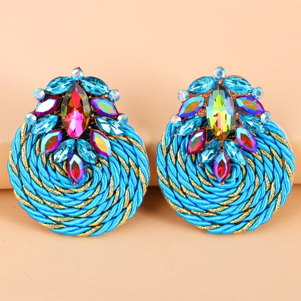 

Colorful Rhinestone Decor Stud Earrings, Blue