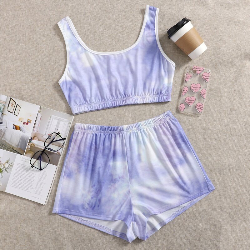 

Tie Dye Shorts PJ Set, Multicolor