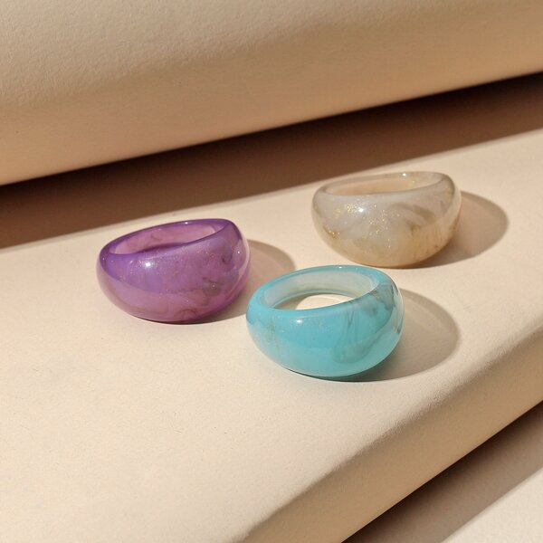

3pcs Colorful Round Ring, Multicolor