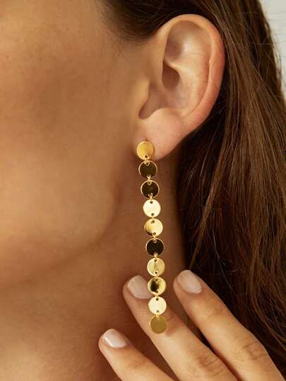 أقراط متدلي بديكور اسطوانة دائري