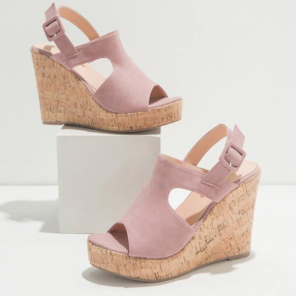 

Cut Out Slingback Wedges Sandals, Pink