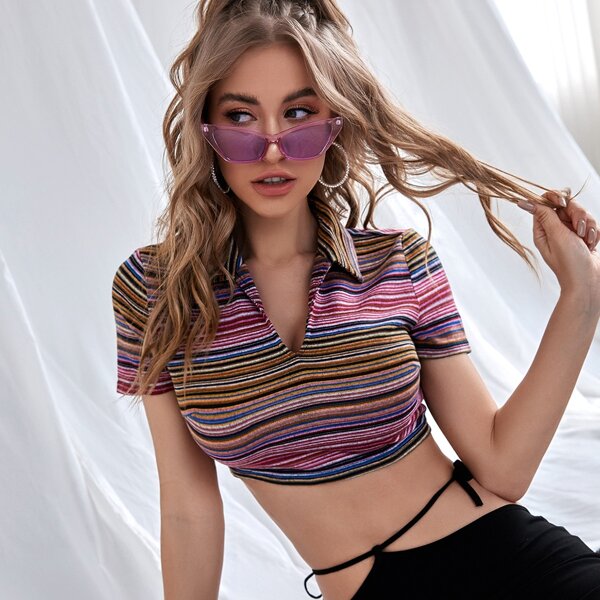 

Striped Super Crop Tee, Multicolor