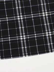 SHEIN Privé Plaid Crop Cami Top - Black and White - View 5