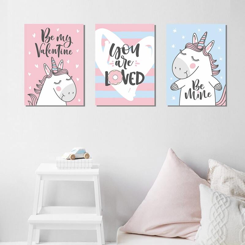 

3pcs Unicorn Print Wall Painting Without Frame, Multicolor