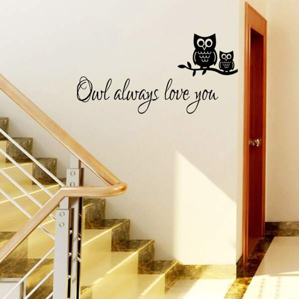 

Owl Print Wall Sticker, Black